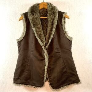 Crosby Womens Faux Suede Fur Vest Sz M‎ Brown Thick Western Cowgirl Festival